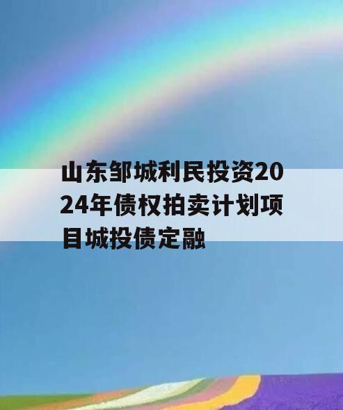 山东邹城利民投资2024年债权拍卖计划项目城投债定融