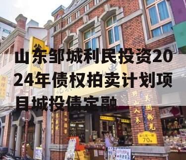 山东邹城利民投资2024年债权拍卖计划项目城投债定融