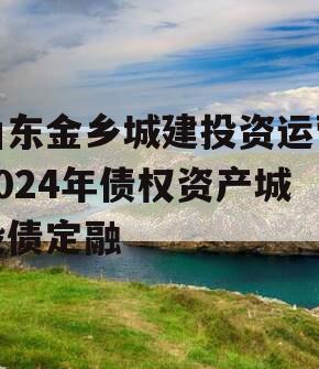 山东金乡城建投资运营2024年债权资产城投债定融