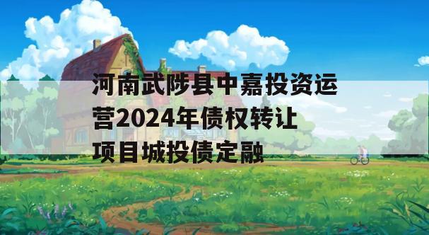 河南武陟县中嘉投资运营2024年债权转让项目城投债定融