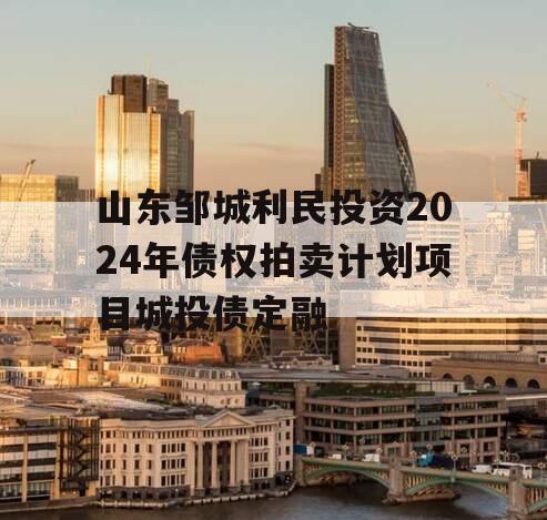 山东邹城利民投资2024年债权拍卖计划项目城投债定融