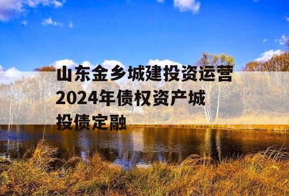 山东金乡城建投资运营2024年债权资产城投债定融