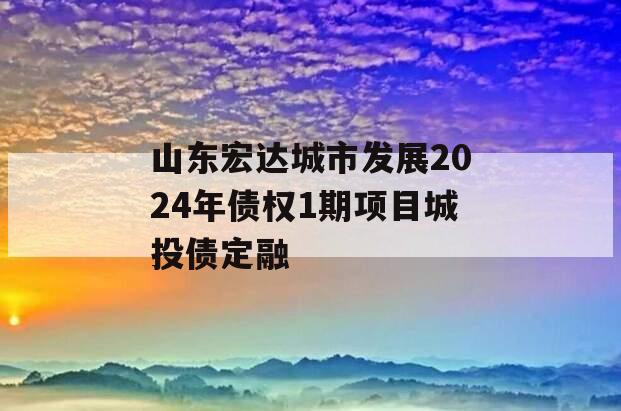 山东宏达城市发展2024年债权1期项目城投债定融