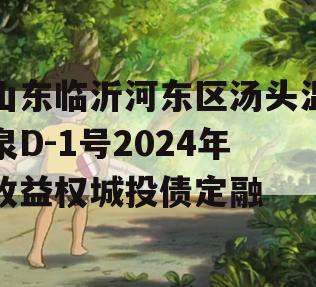 山东临沂河东区汤头温泉D-1号2024年收益权城投债定融